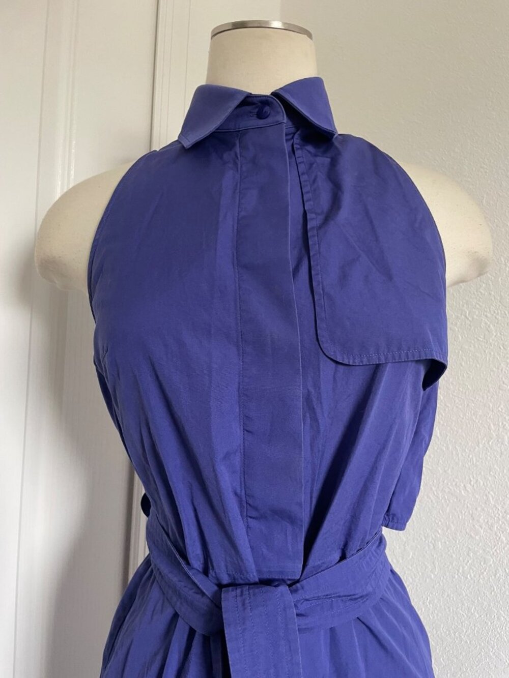 MAX MARA Indigo Purple Sleeveless Cotton Sheath Shirt Dress Women’s Size XS - Picture 3 of 10
